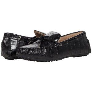 Aerosoles Women's Winter Boater Black Croco Fleece Lined Shoes Size 6.5 Wide